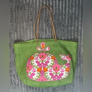Vera Bradley woven Whale Green tote Bag